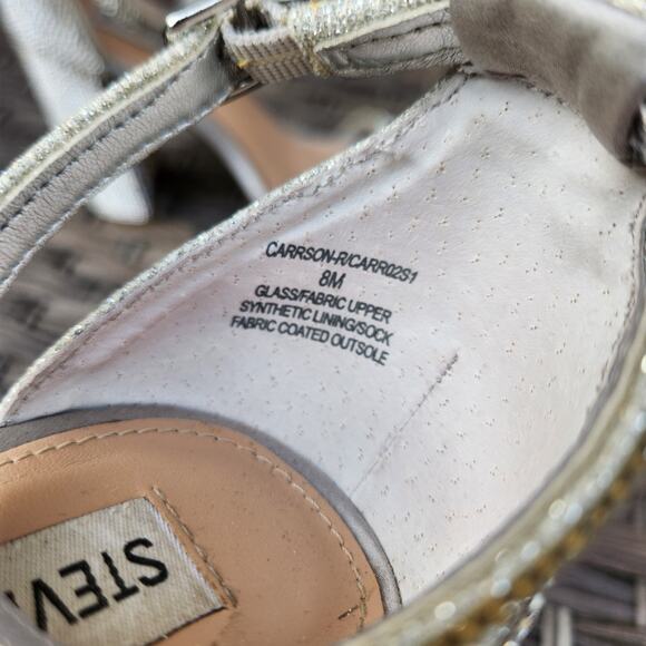 Steve Madden Silver Carrson Rhinestone Heels Sandal Size 8 Prom Wedding - Picture 8 of 10